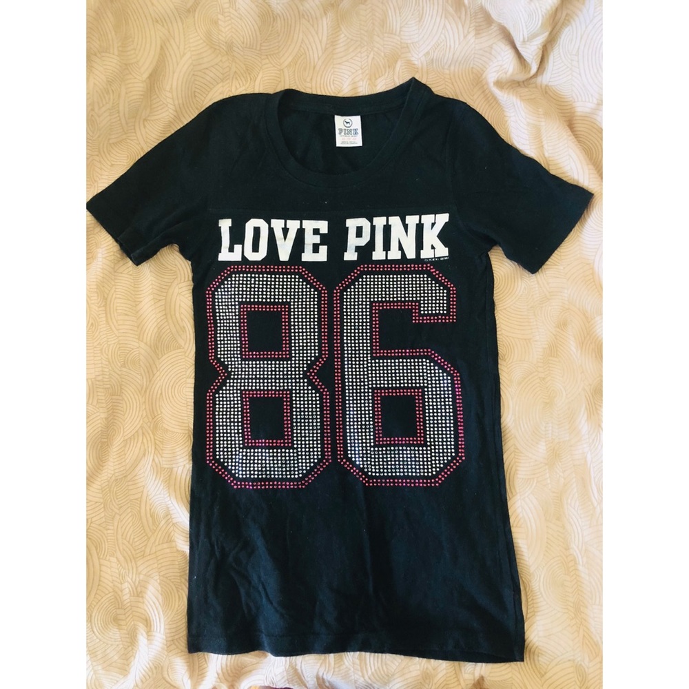 PINK Victoria Secret black tee XS Love Pink